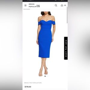 Dress The Population Bailey Electric Blue Body-Con Midi Dress